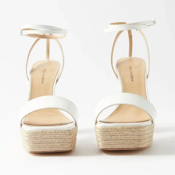 NWT Paul Andrew patent leather square toe strappy espadrille platform sandals